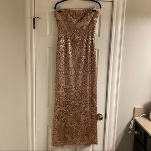 bcbgmaxazria gold sequin maxi dress with slit 6